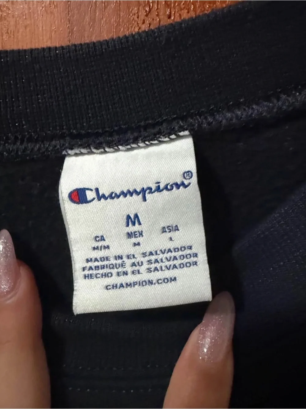 Champion Navy Crewneck Sweatshirt with Cream Harvard Arch